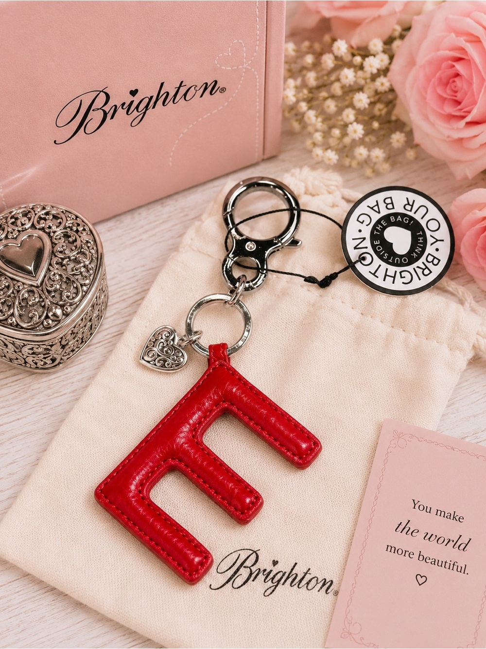❤️ Brighton Red “E” Initial Keychain Charm ❤️